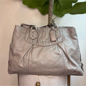 Coach Ashley Gray Leather Ruched large shoulder bag